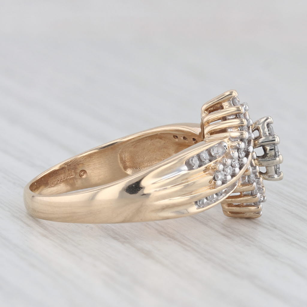 Light Gray 0.44ctw Diamond Cluster Engagement Ring 14k Yellow Gold Size 9.75 Bypass