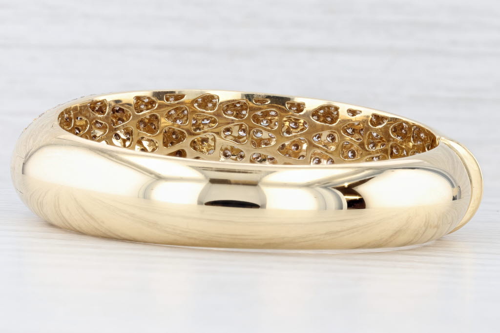 Light Gray Roberto Coin Capri Plus 15.21ctw Pave Champagne Diamond Bangle Bracelet 18k Gold