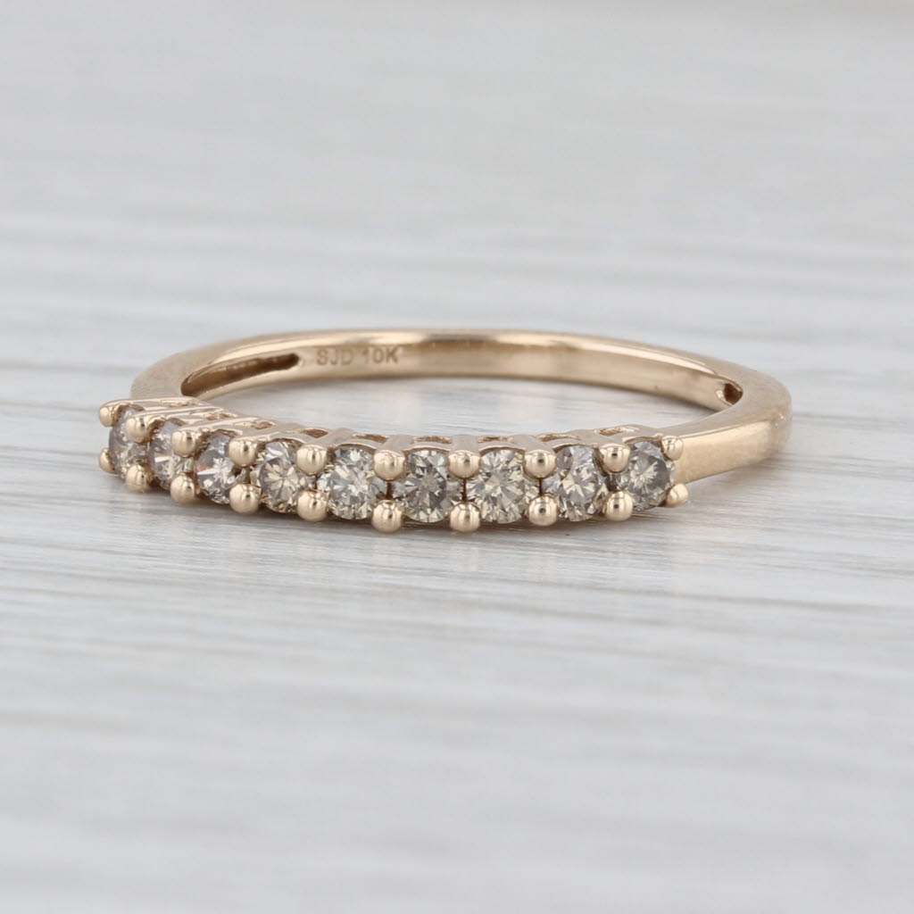 0.40ctw Champagne Diamond Wedding Band 10k Yellow Gold Size 8 Stackable Ring
