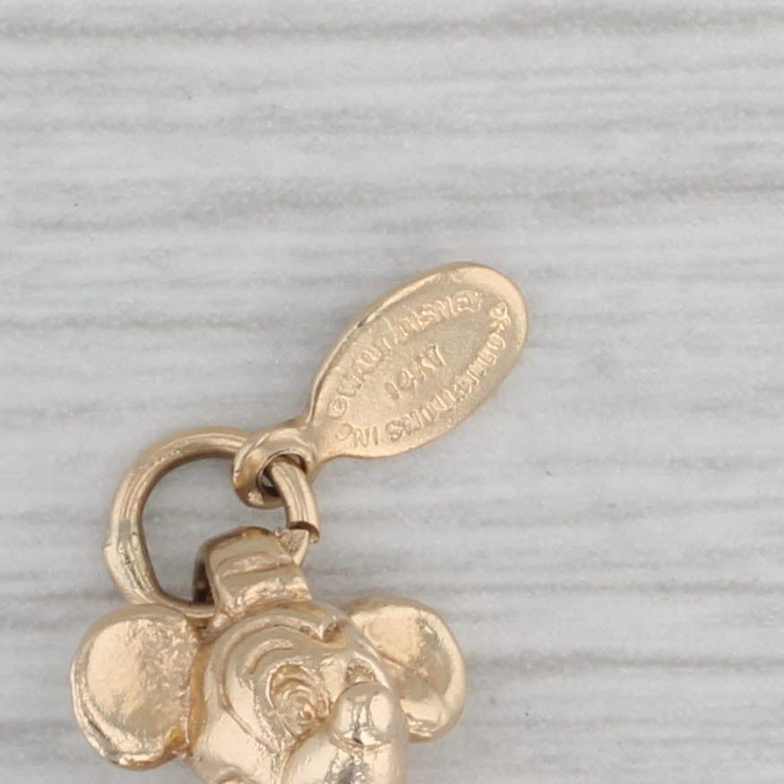 Gray Mickey Mouse Charm 14k Yellow Gold Disney Cartoon Figural Souvenir