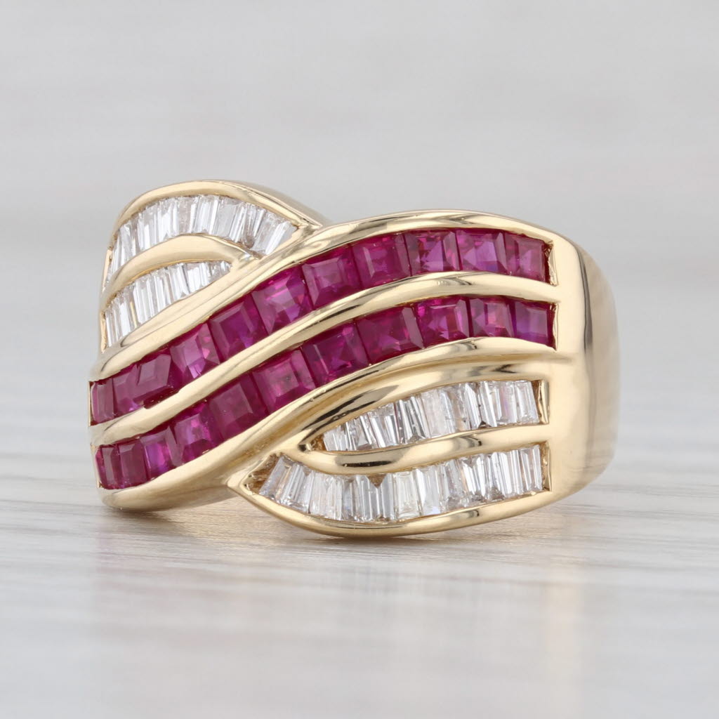 Le Vian 2.63ctw Ruby Diamond Crossover Ring 18k Yellow Gold Size 6.75