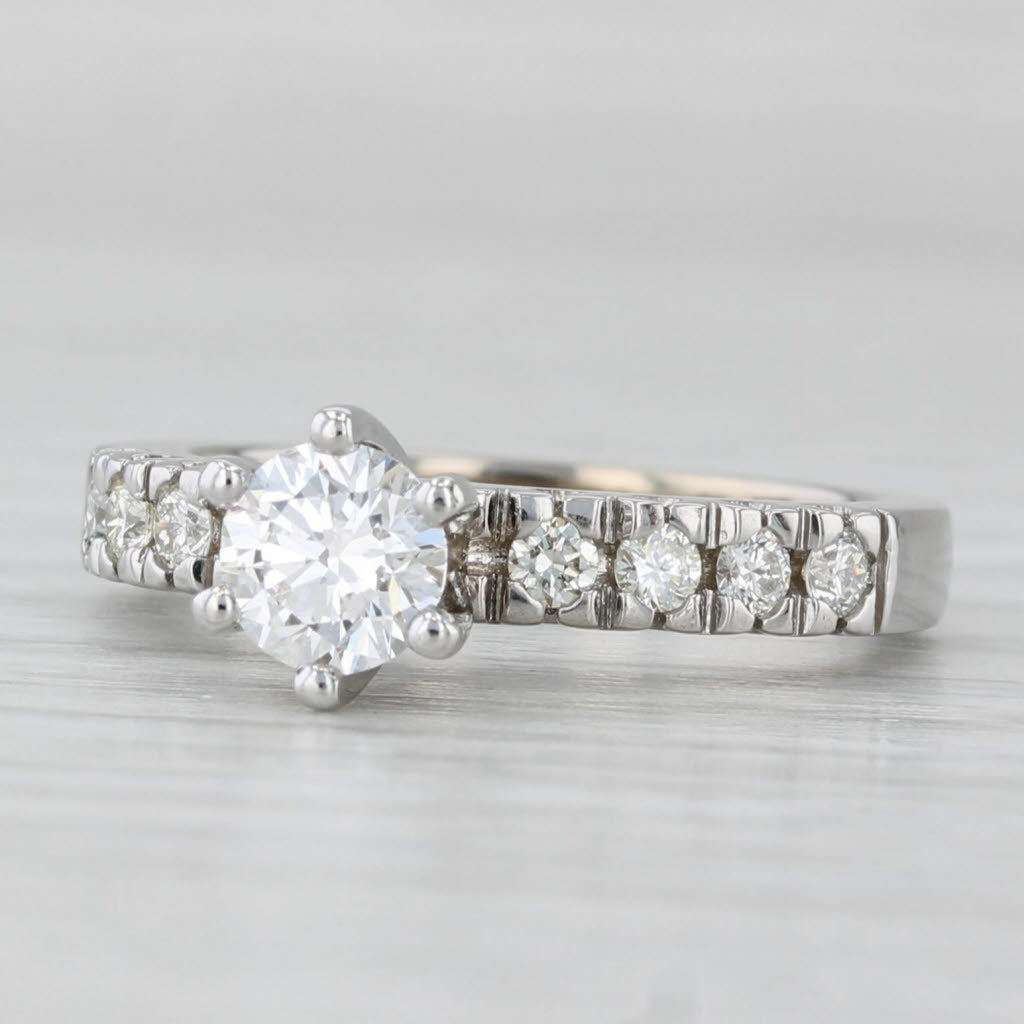 Light Gray 0.75ctw Round Diamond Engagement Ring 14k White Gold Size 5 VS2