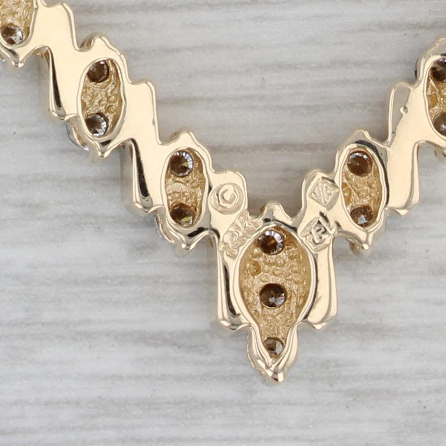 Gray 0.37ctw Diamond V Necklace 14k Yellow Gold 17.25" Herringbone Chain