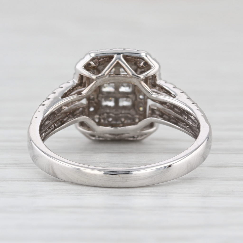 0.30ctw Diamond Cluster Halo Ring 10k White Gold Size 7.25