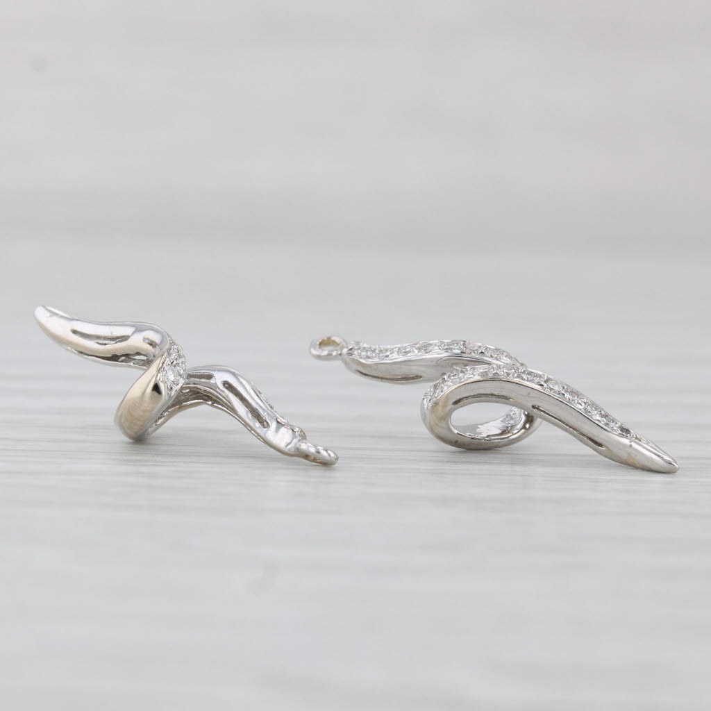 Light Gray 0.30ctw Diamond Swirl Dangle Earring Charms Enhancers 14k White Gold