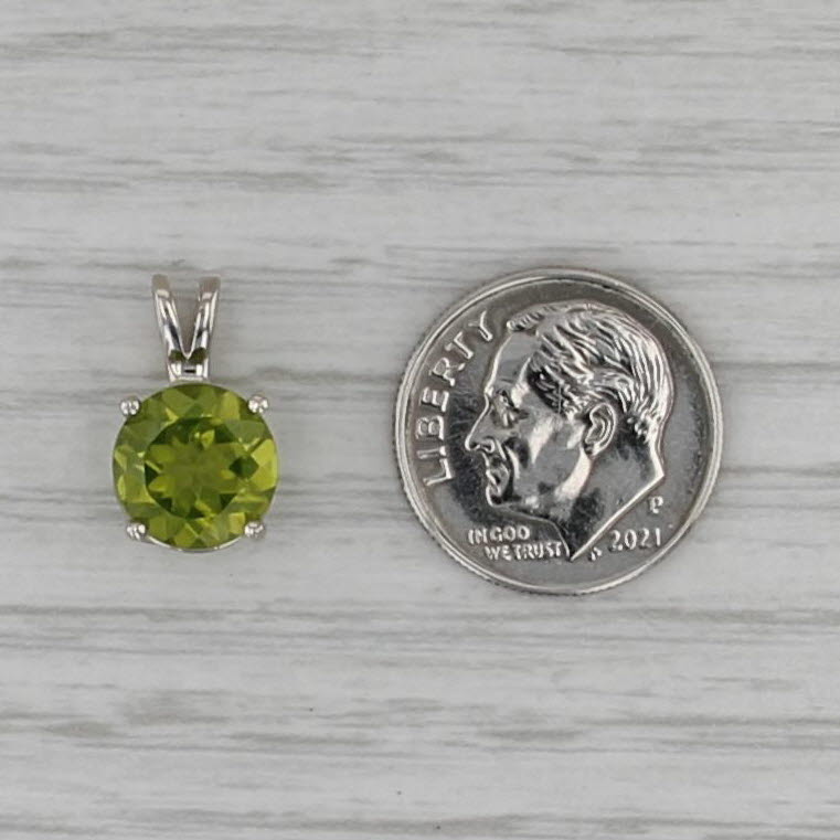 2.35ct Round Peridot Pendant 14k White Gold Small Solitaire Drop
