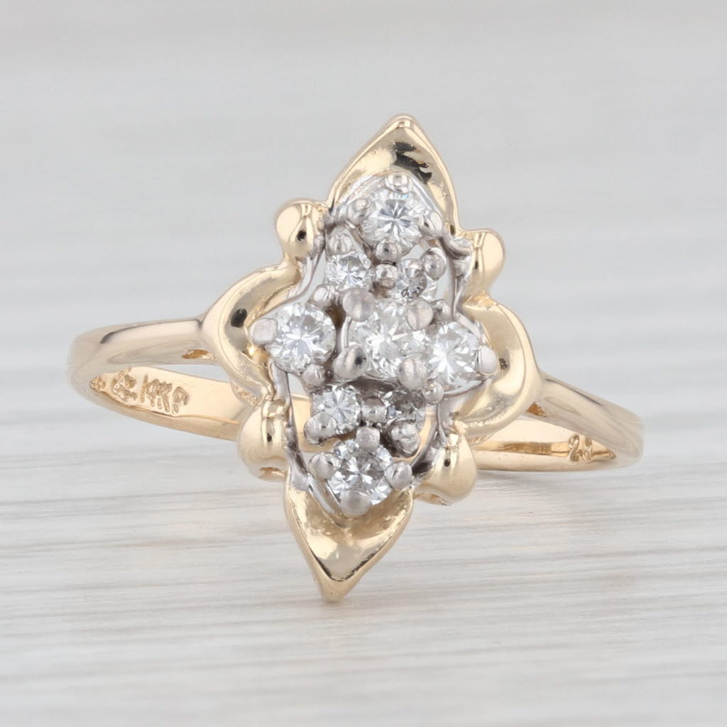 Light Gray Vintage 0.20ctw Diamond Cluster Ring 14k Yellow Gold Size 6