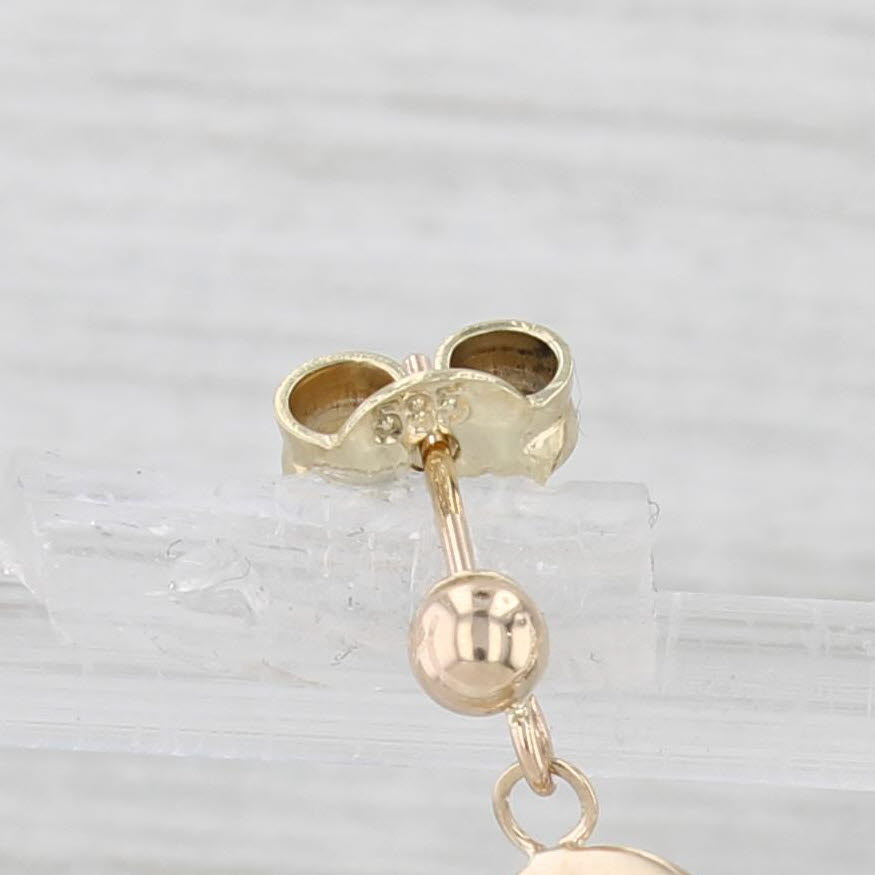 Light Gray Open Heart Dangle Earrings 14k Yellow Gold Drops