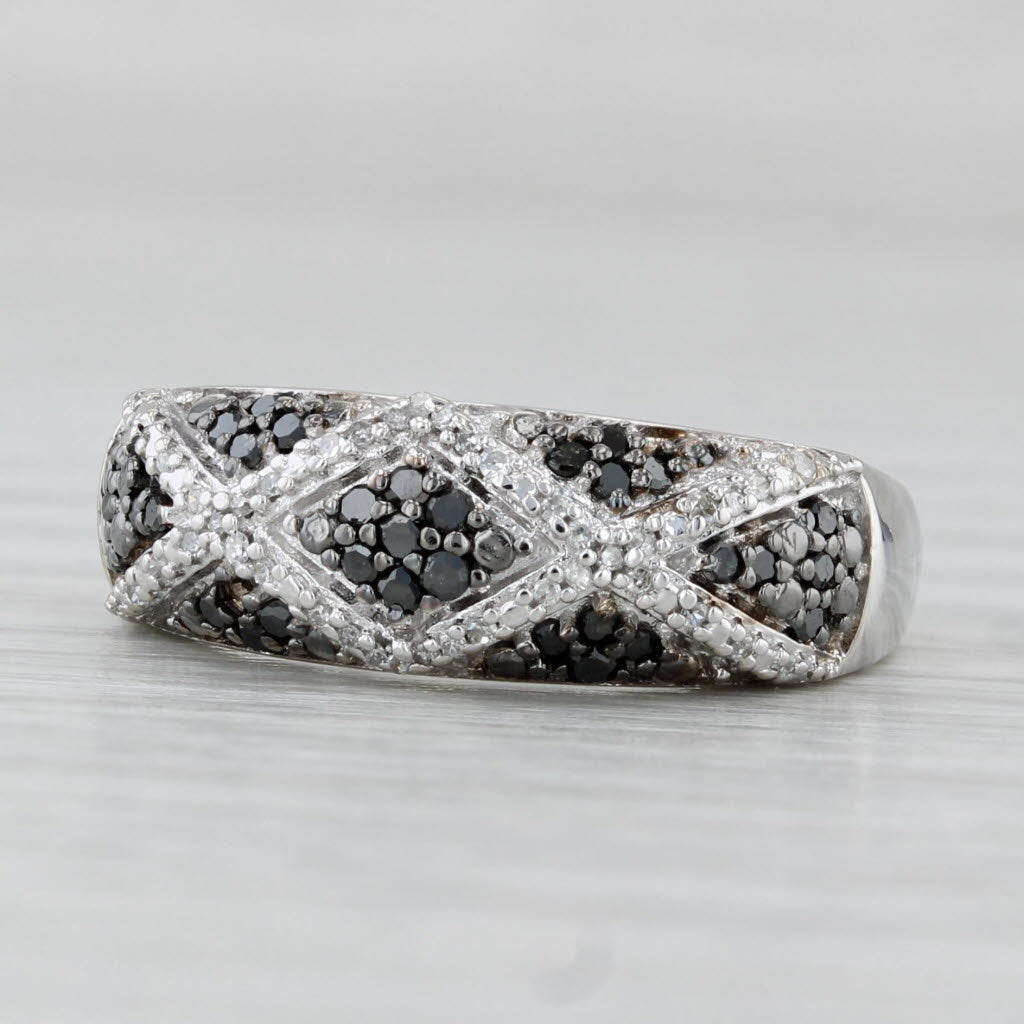 Light Gray 0.17ctw Black White Diamond Ring 10k White Gold Size 7 Stackable