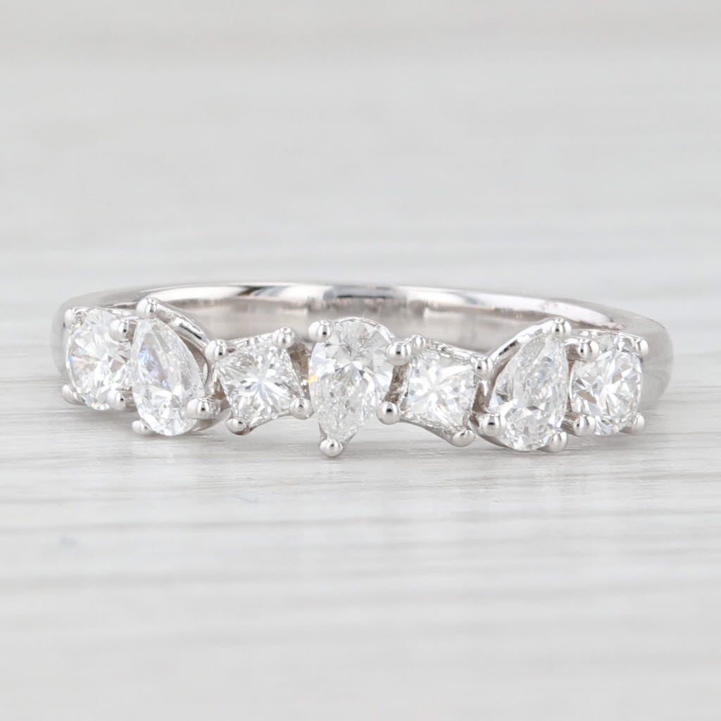 Light Gray New 0.71ctw Diamond Wedding Band 14k White Gold Stackable Anniversary Ring 6.5