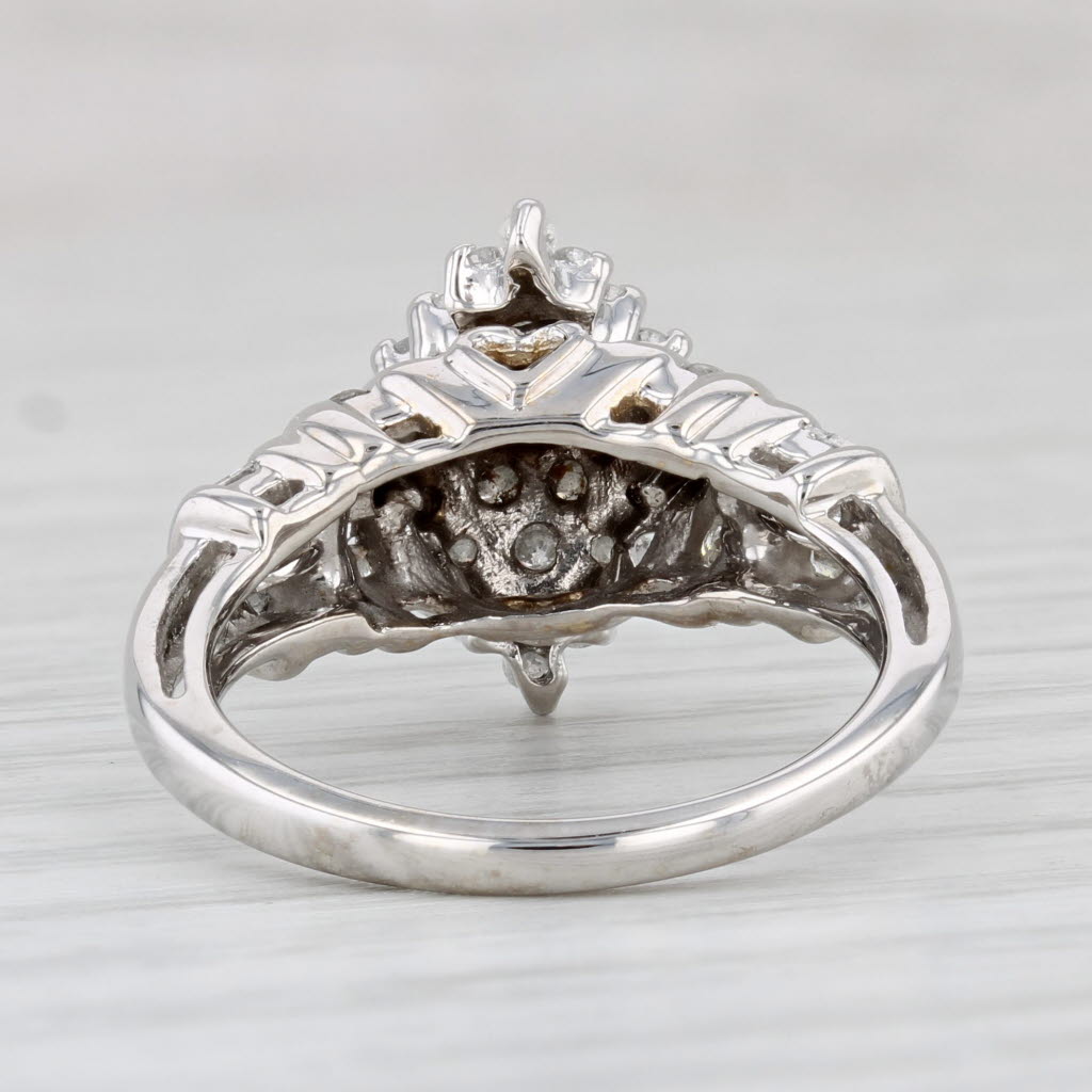 Light Gray 0.75ctw Diamond Cluster Ring 10k White Gold Size 6.75 Engagement