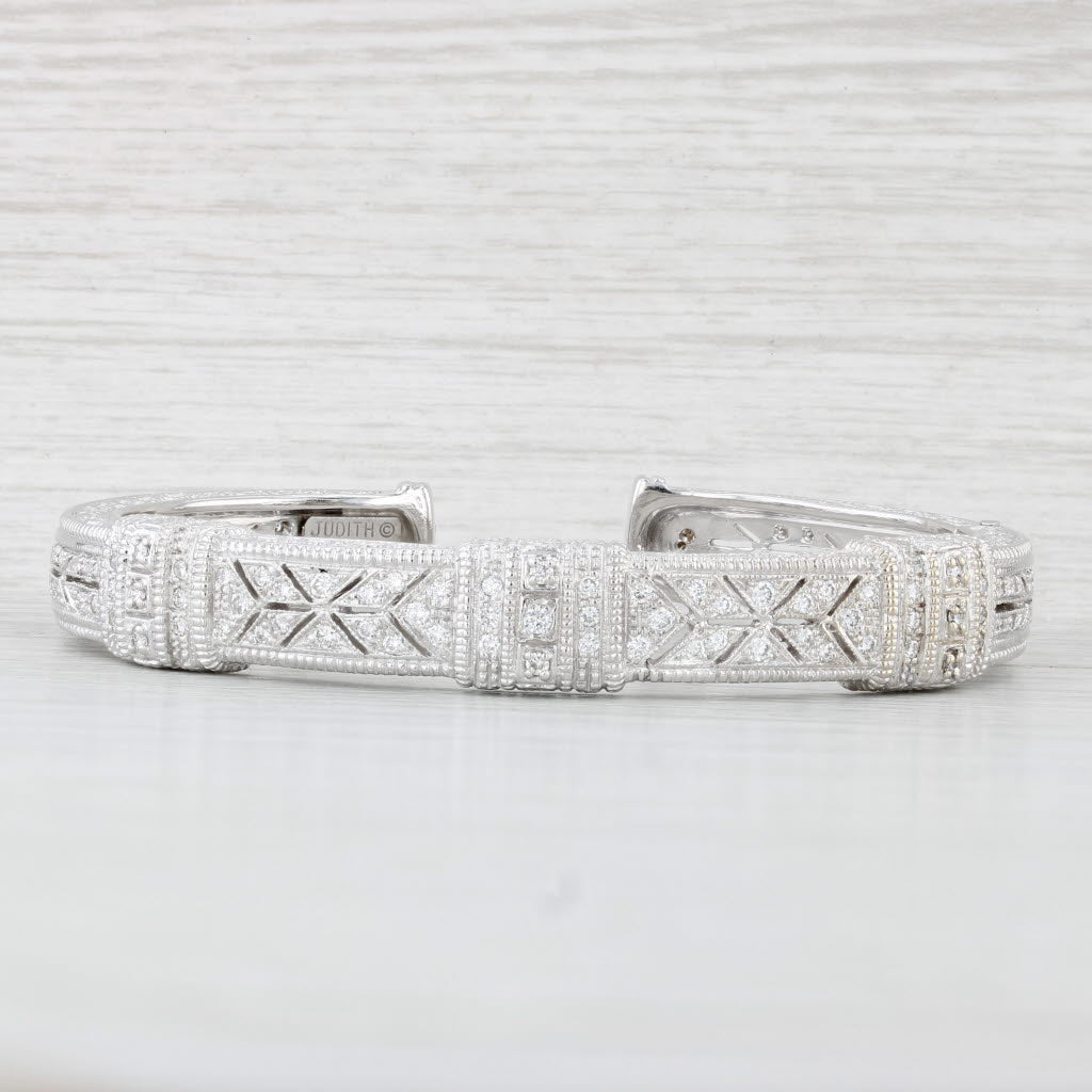 Light Gray Judith Ripka 1ctw Diamond Cuff Bracelet 18k White Gold