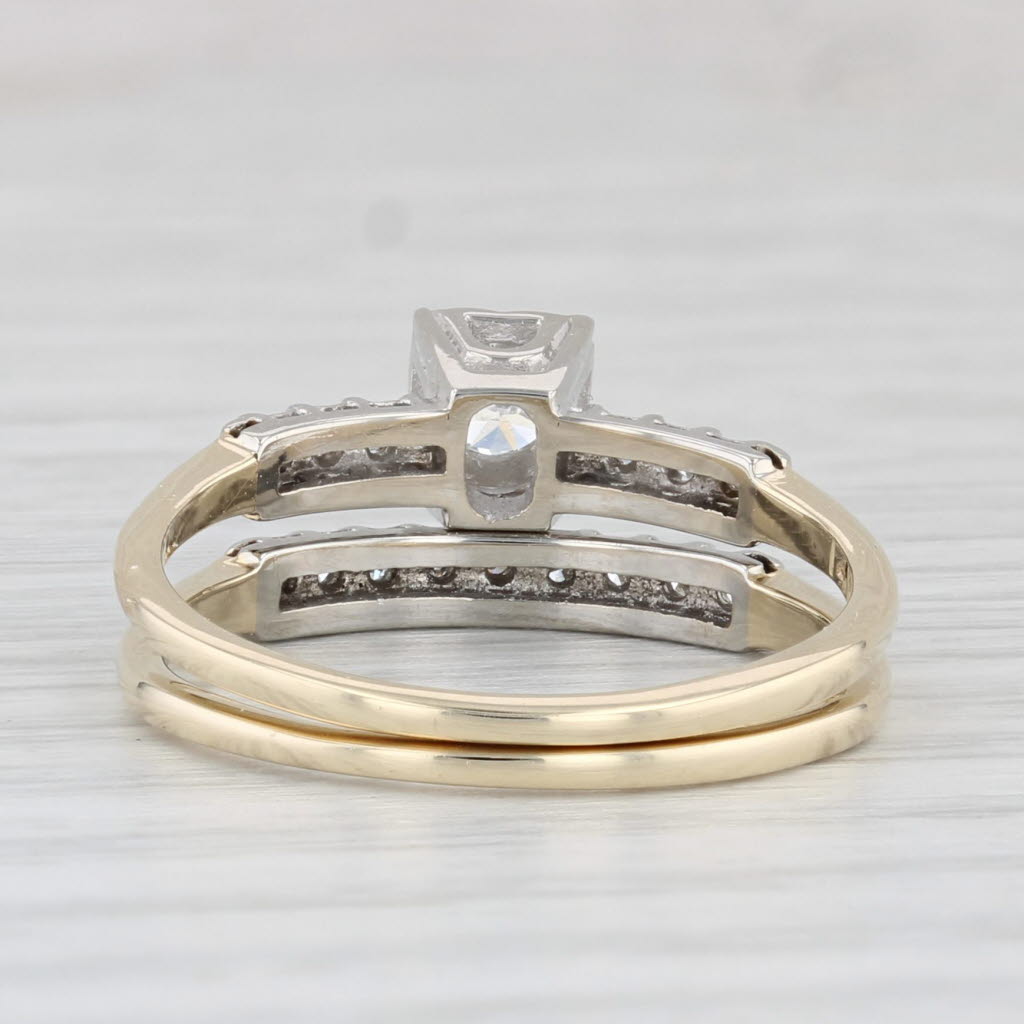 Light Gray 0.23ctw Diamond Engagement Ring Wedding Band Bridal Set 14k Yellow Gold Size 8