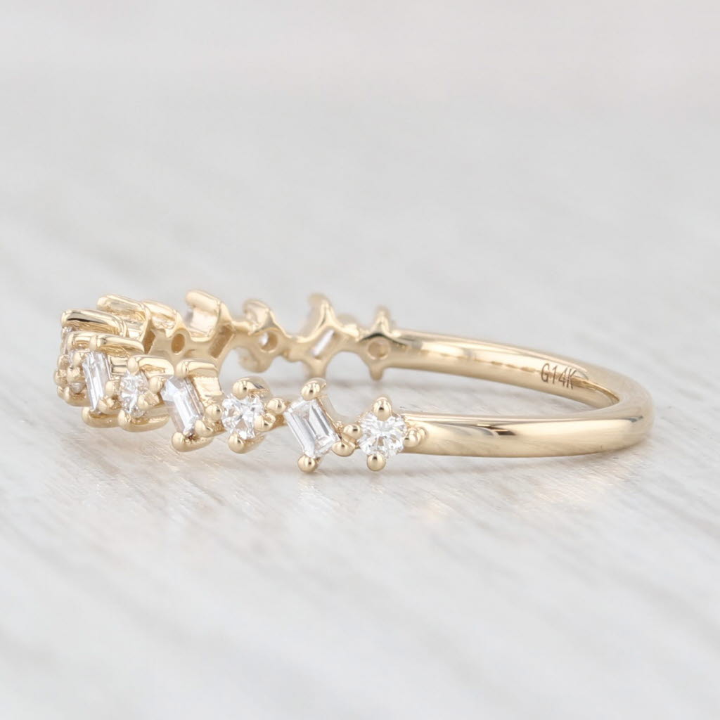 Light Gray New 0.30tw Diamond Wedding Band 14k Yellow Gold Stackable Anniversary Ring 6.5