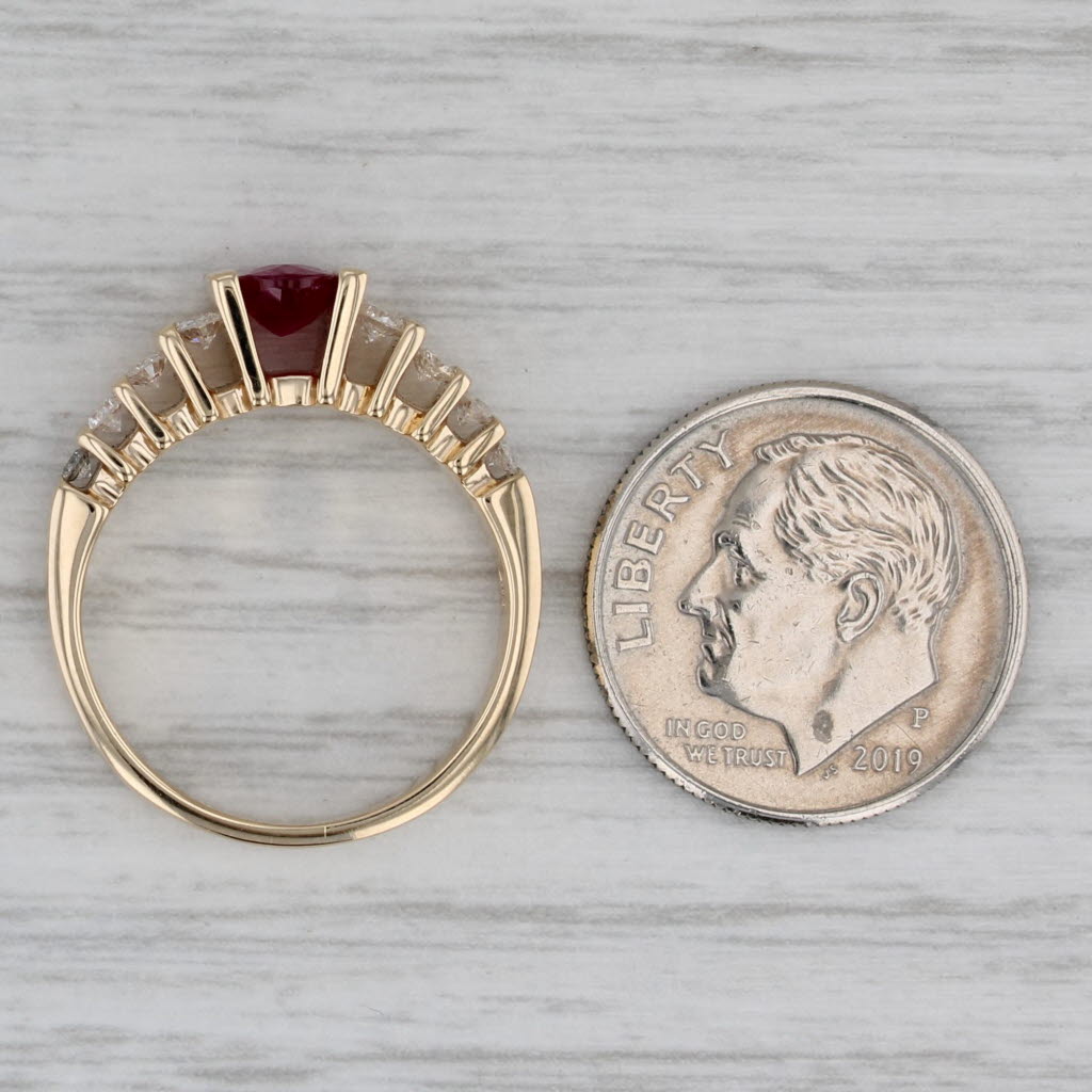 1.02ctw Oval Ruby Diamond Ring 14k Yellow Gold Size 6
