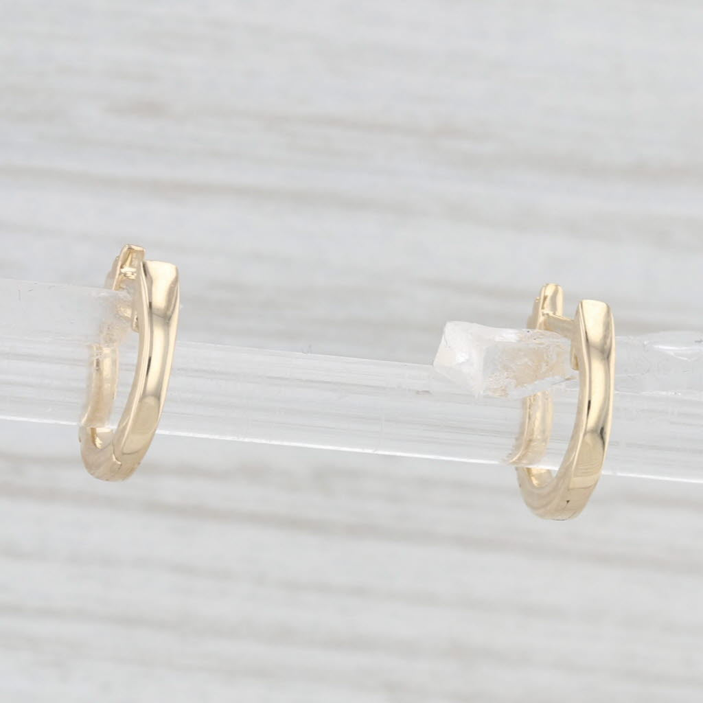 Light Gray New Diamond Micro Hoop Huggie Earrings 14k Yellow Gold Small Round Hoops