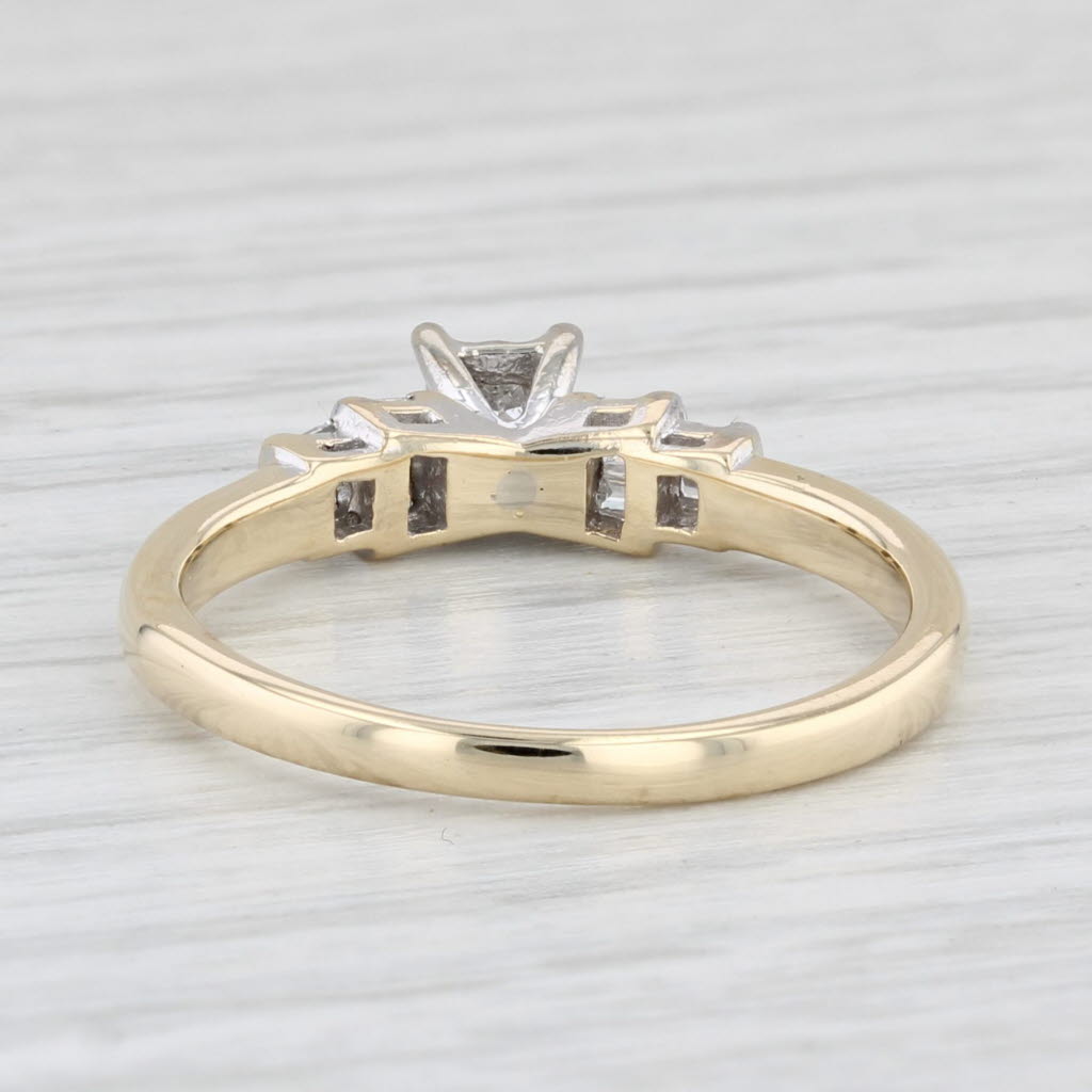 Light Gray 0.18ctw Princess Diamond Engagement Ring 10k White Yellow Gold Size 7.25