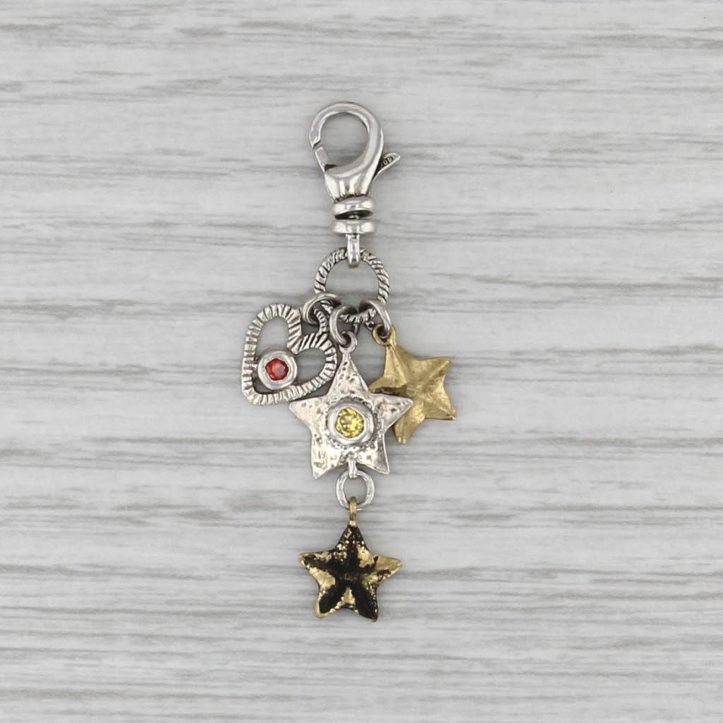 Silpada Shoot for the Stars Heart Charm Pendant Sterling Silver Cubic Zirconia