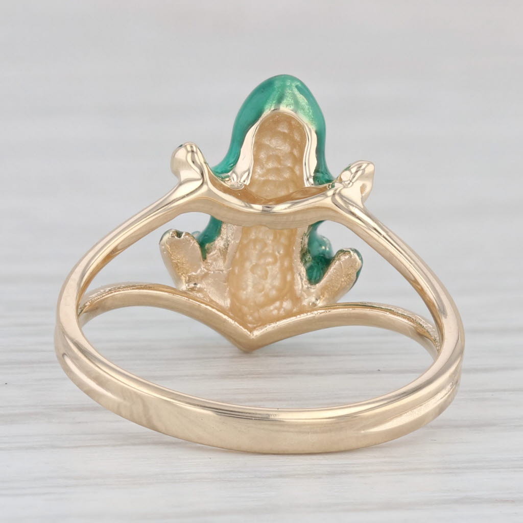 Light Gray Richard Klein Green Frog Ring 10k Yellow Gold Size 6 Vintage