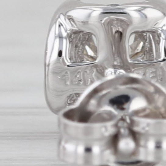 0.90ctw Round Diamond Stud Earrings 14k White Gold Studs