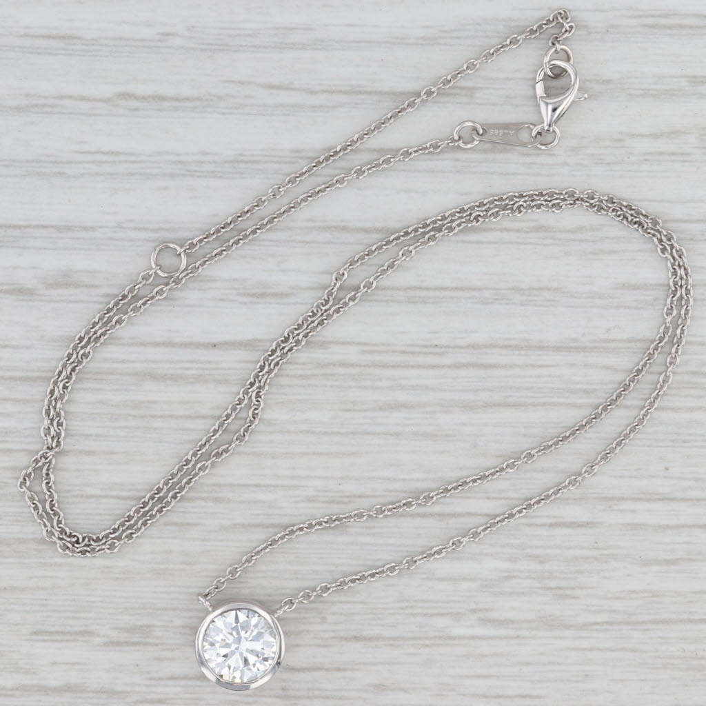 New 1.50ct Lab Grown Diamond Pendant Necklace 14k White Gold 16" 18" E VS1 IGI