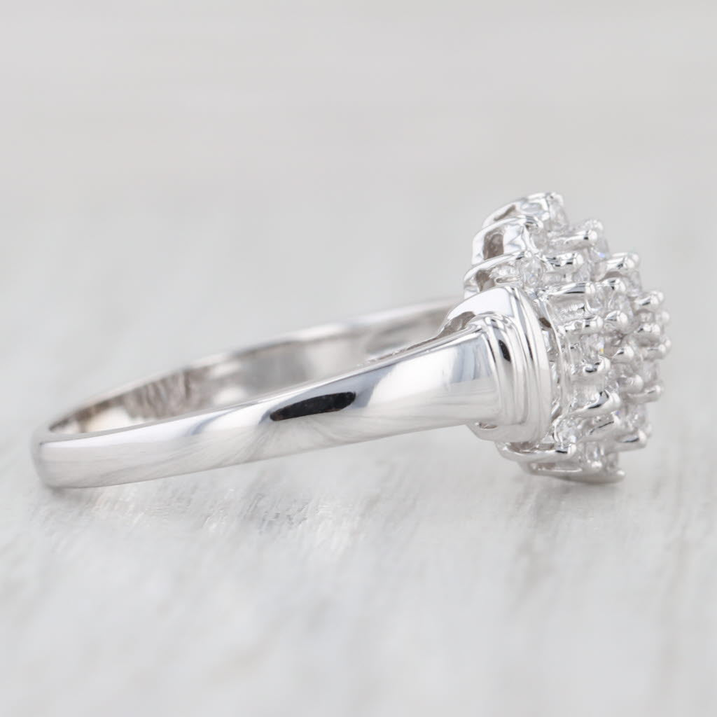 0.65ctw Cubic Zirconia Cluster Ring 14k White Gold Size 9.25 Engagement
