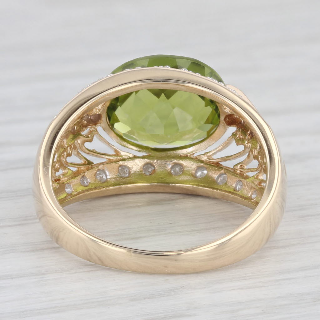 Light Gray 4.10ctw Peridot Diamond 14K Yellow White Gold Cocktail Ring