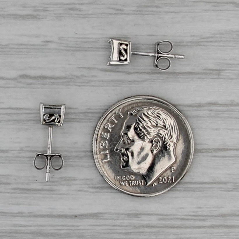 0.22ctw Princess Diamond Stud Earrings 10k White Gold Cluster Studs