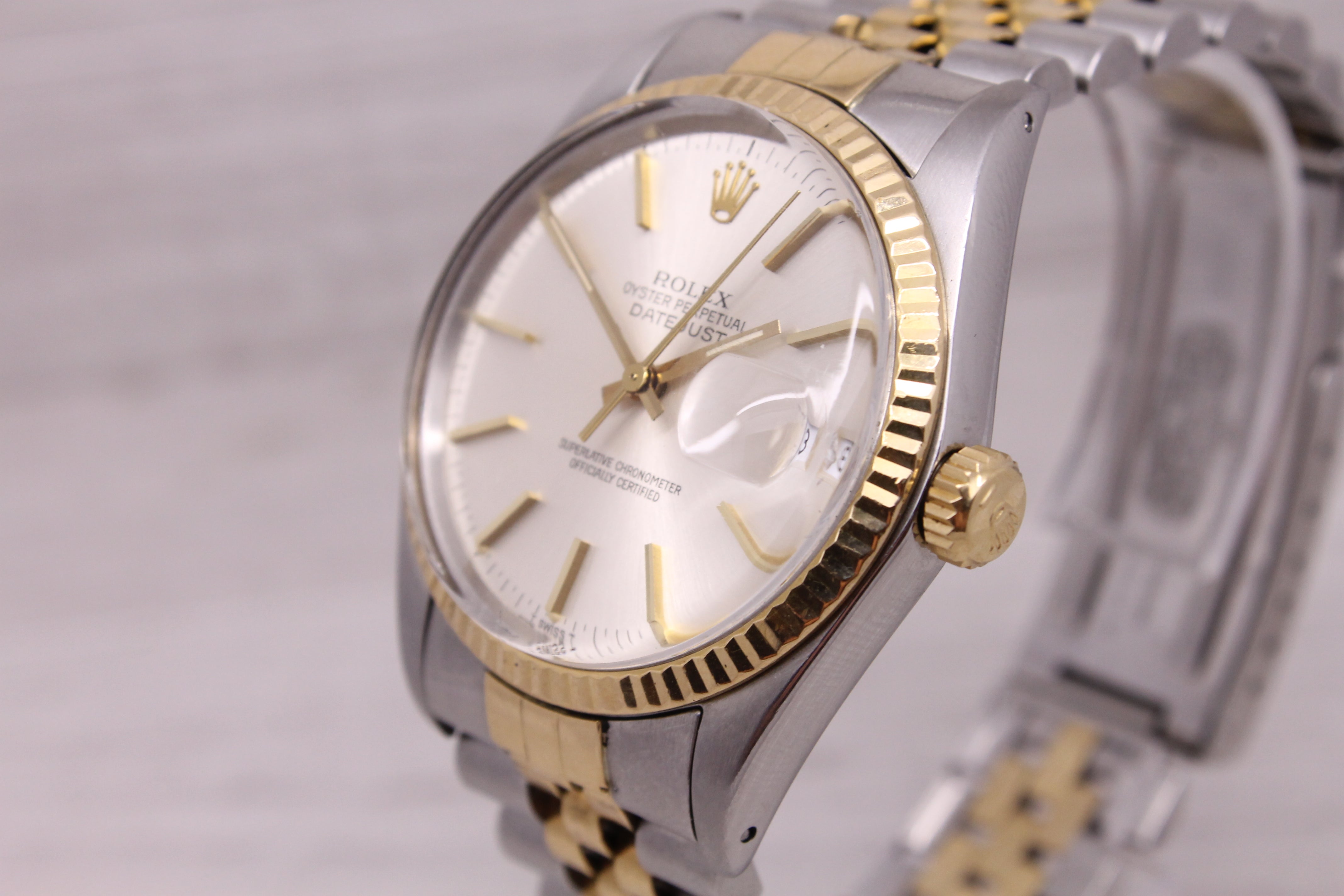 Dark Gray Vintage 1984 Rolex Datejust 16013 Men’s Steel & 18k Automatic Watch Box/Papers