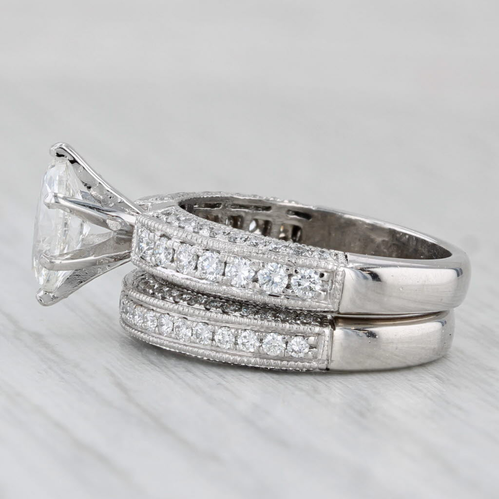 Light Gray Shane & Co Marquise Diamond Engagement Ring Wedding Band Bridal Set Platinum EGL