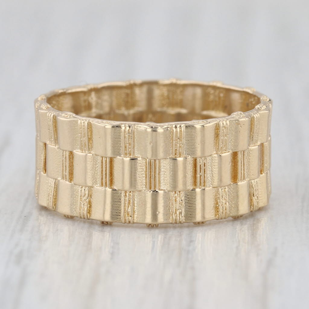 Basket Weave Band 14k Yellow Gold 8.8 mm Size 8 Ring