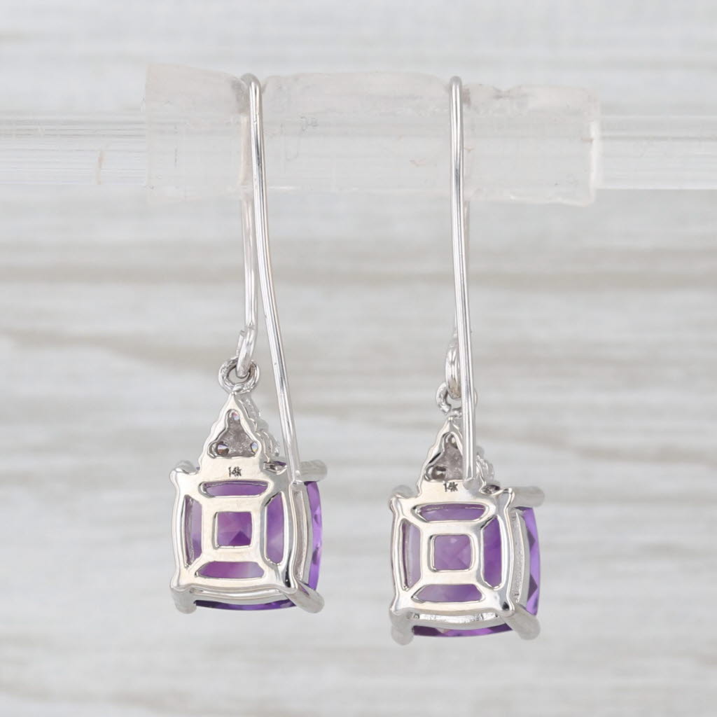 3.93ctw Amethyst Diamond Dangle Earrings Hook Post Drops
