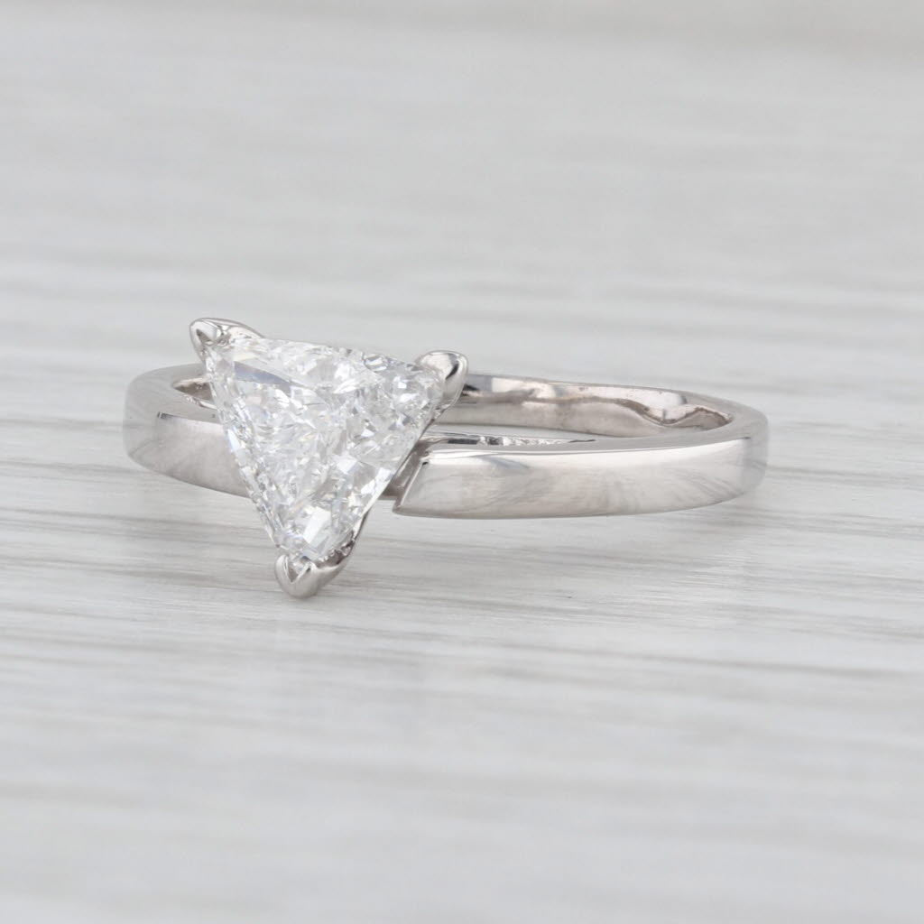1ct Trillion Diamond Solitaire Engagement Ring 14k White Gold Size 6.75