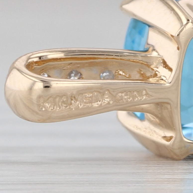 4.33ctw Blue Topaz Diamond Pendant 14k Yellow Gold Small Drop