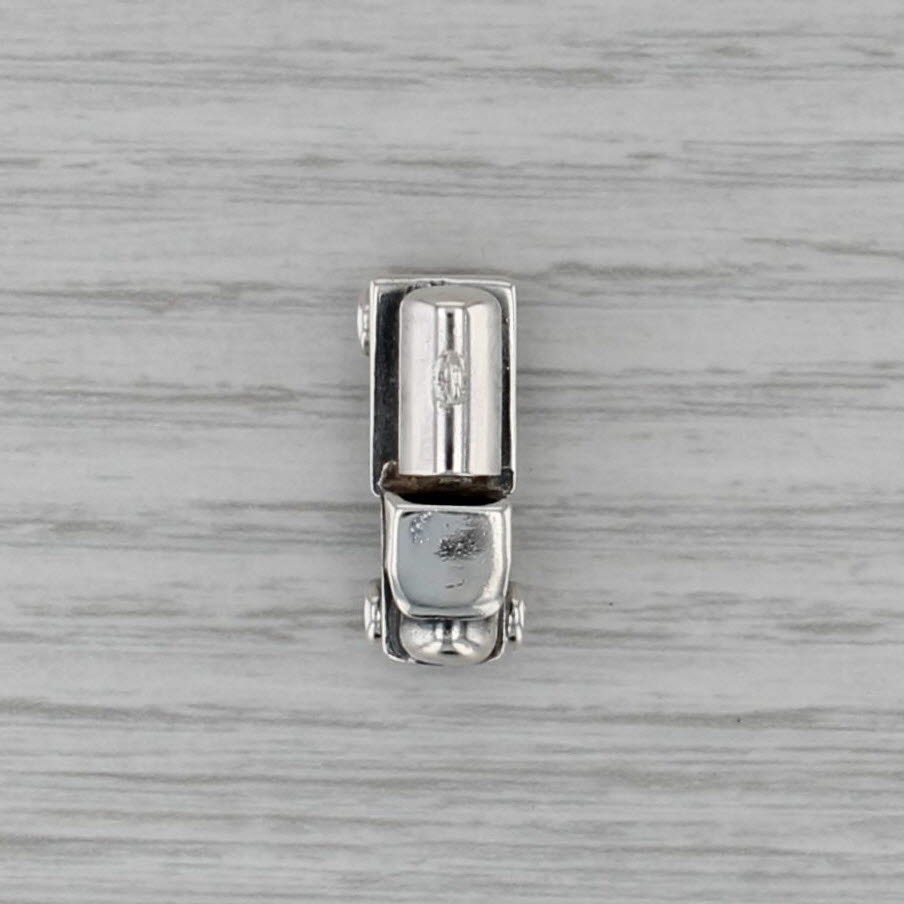 Vintage Old Timey Truck Charm Sterling Silver Wheels Move 3D Pendant
