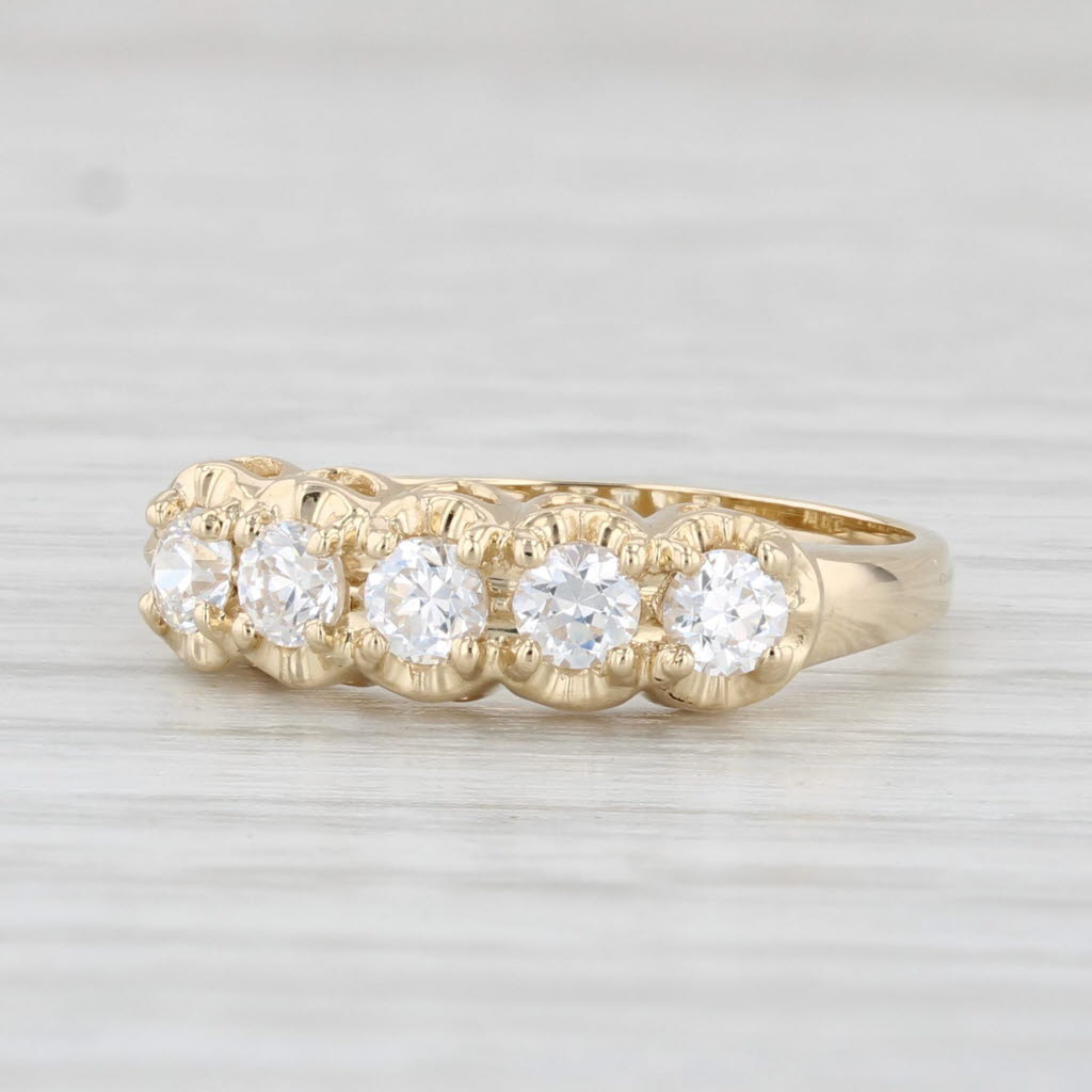 Light Gray 0.35ctw Cubic Zirconia Ring 14k Yellow Gold Size 4 Wedding Anniversary Band