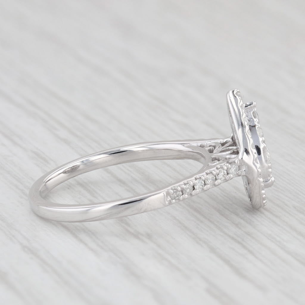 Light Gray 0.44ctw Diamond Cluster Halo Teardrop Engagement Ring 10k White Gold Size 7