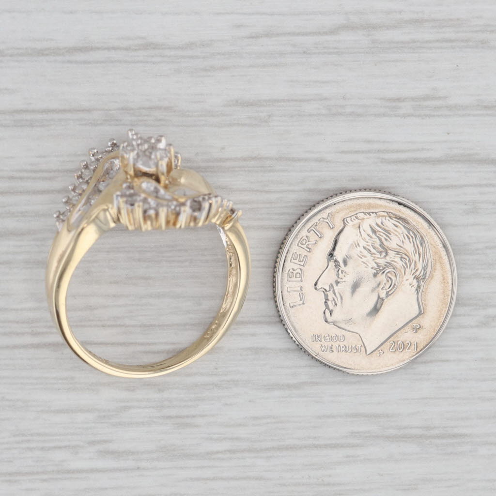 Gray 0.18ctw Diamond Bypass Ring 10k Yellow Gold Size 7