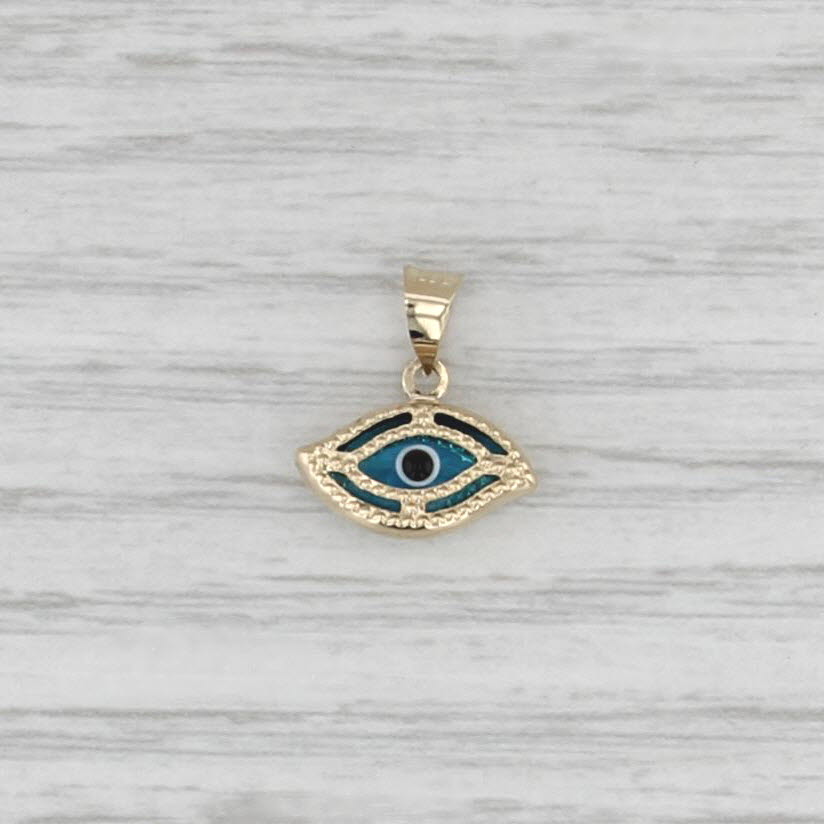 All Seeing Eye of Deity Pendant 14k Yellow Gold Small Drop Charm Talisman