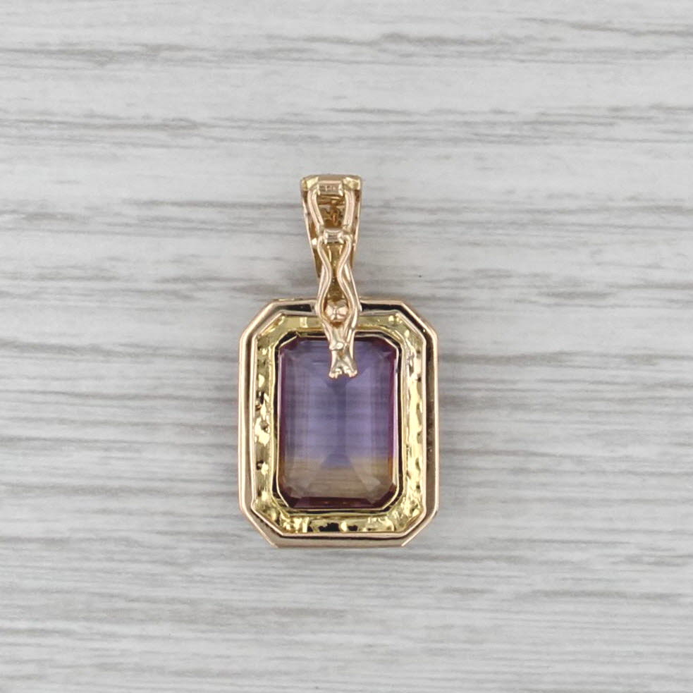 5.50ct Purple Yellow Ametrine Pendant 14k Gold Enhancer Clip Bail