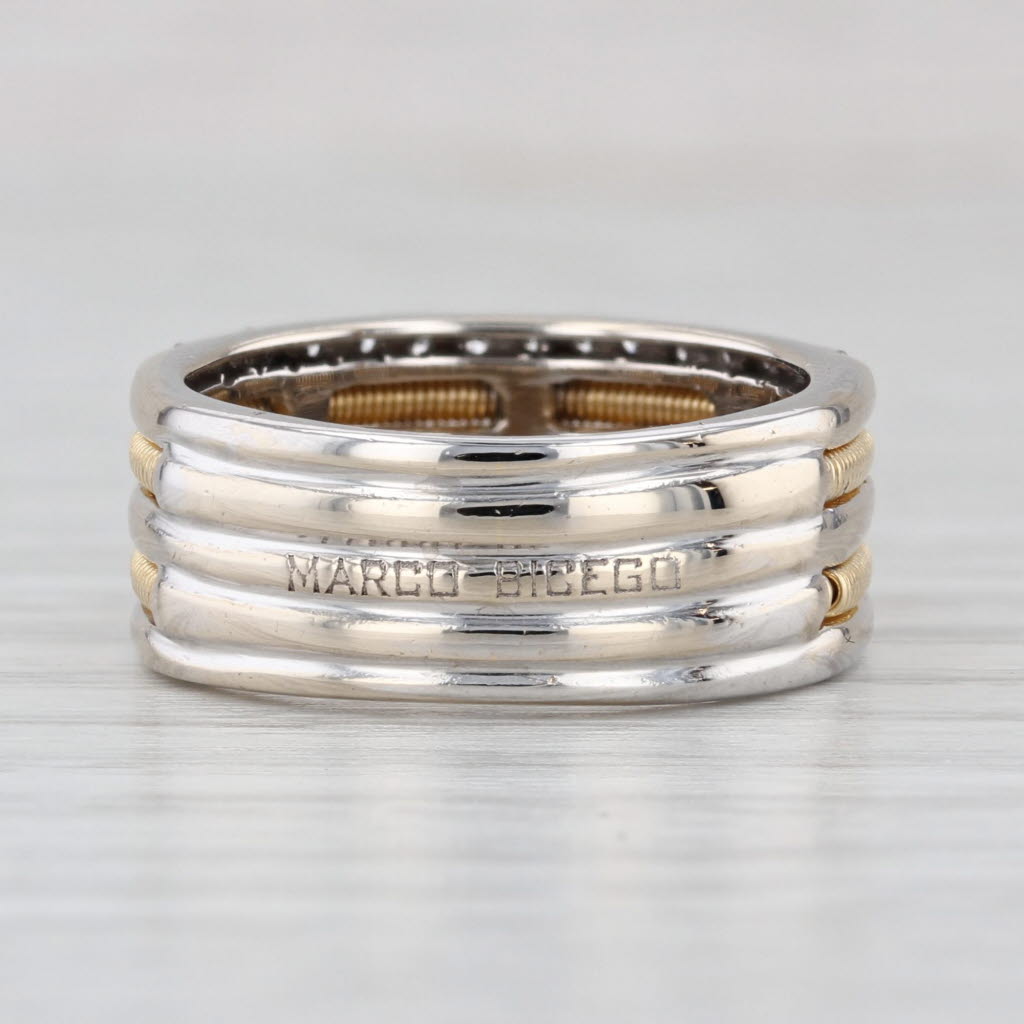 Marco Bicego 0.38ctw Multirow Diamond Stacked Bands Ring 18k Gold Size 5