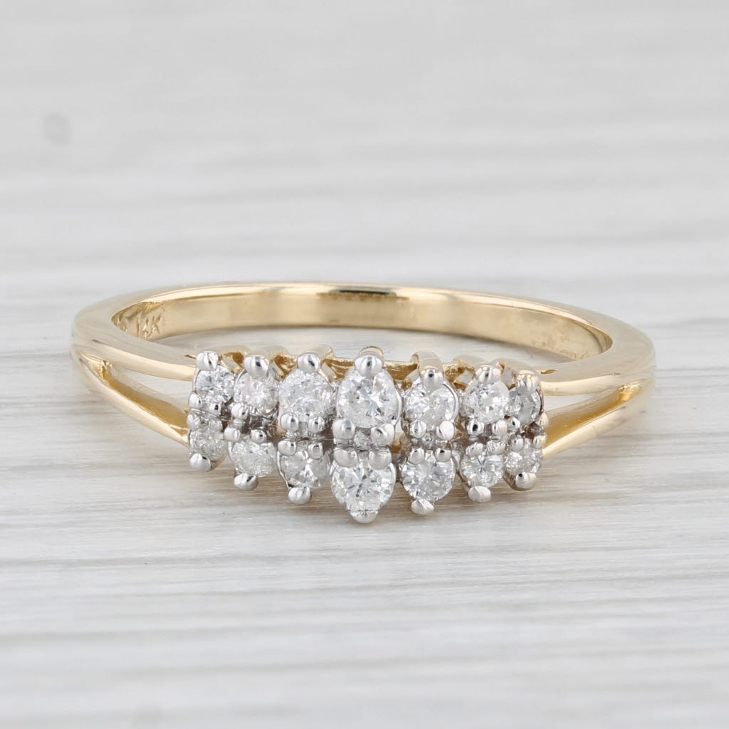Light Gray 0.18ctw Tiered Diamond Pyramid Ring 14k Yellow Gold Size 6.25 Stackable
