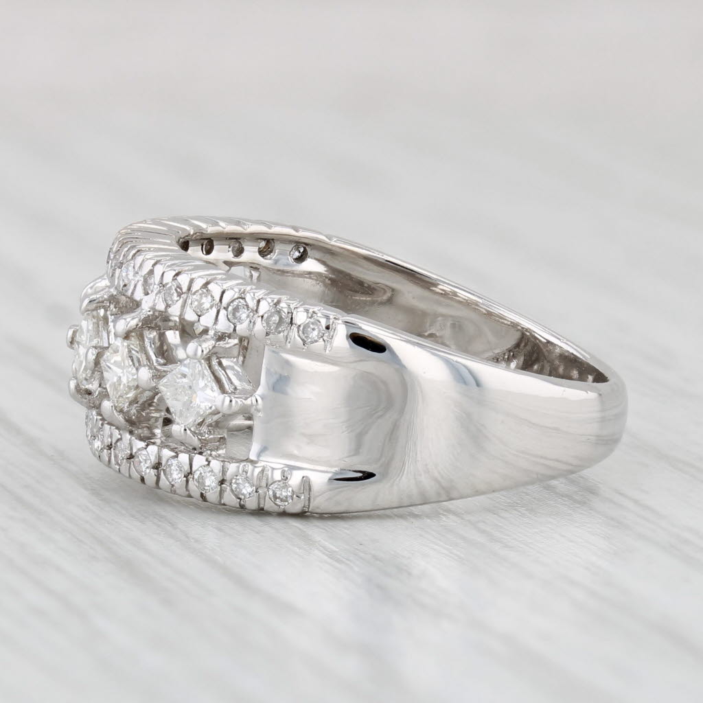 Light Gray 0.58ctw Princess Diamond Ring 14k White Gold Size 7.25 Band