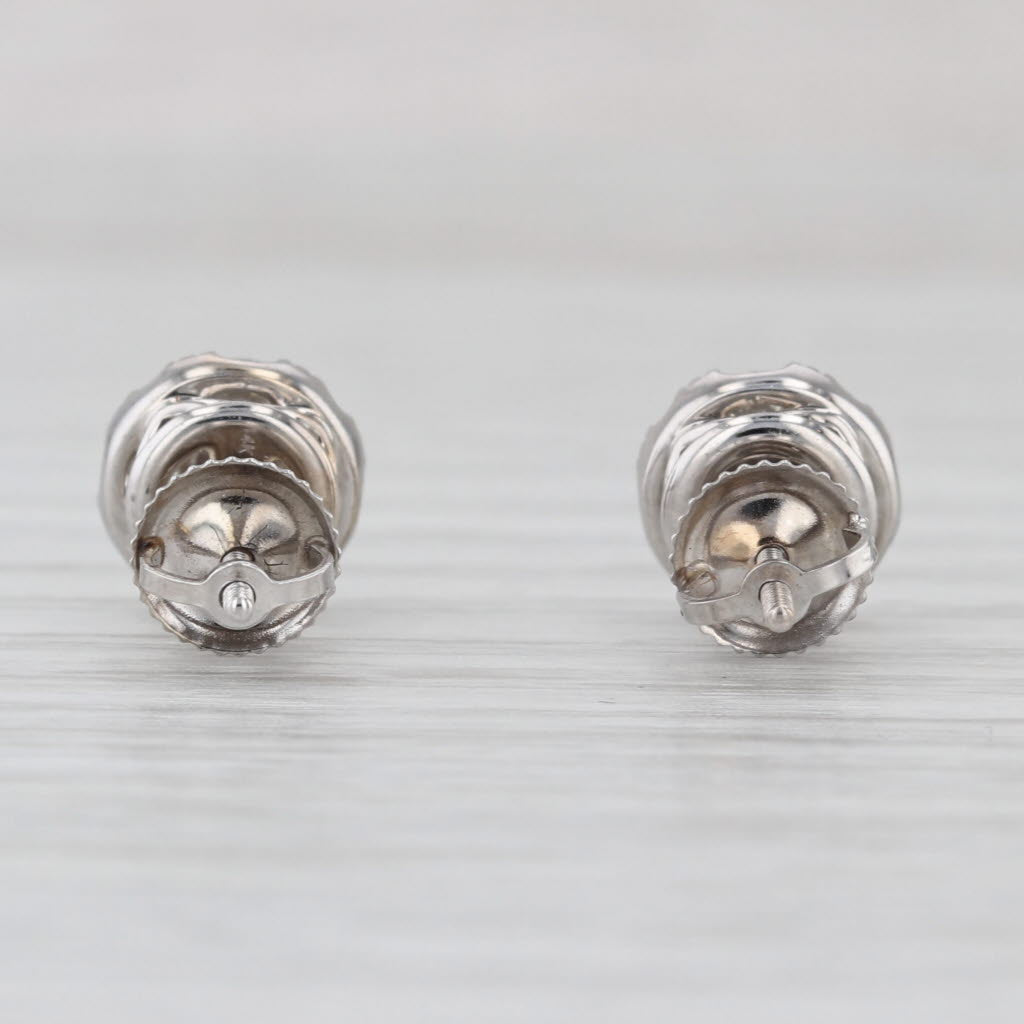 1ctw VS2 G-H Diamond Cluster Stud Earrings 14k White Gold Screw Back Studs