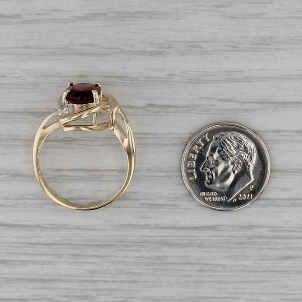 1.98ct Oval Garnet Diamond Ring 14k Yellow Gold Size 7.5 Bypass