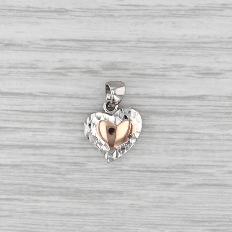 Heart Pendant 14k White Rose Gold Small Drop