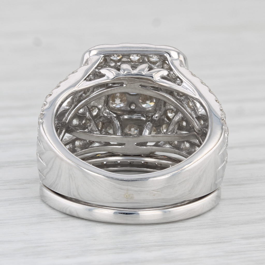 Light Gray 2.52ctw Diamond Halo Engagement Ring Wedding Band Bridal Set 10k White Gold Sz 6