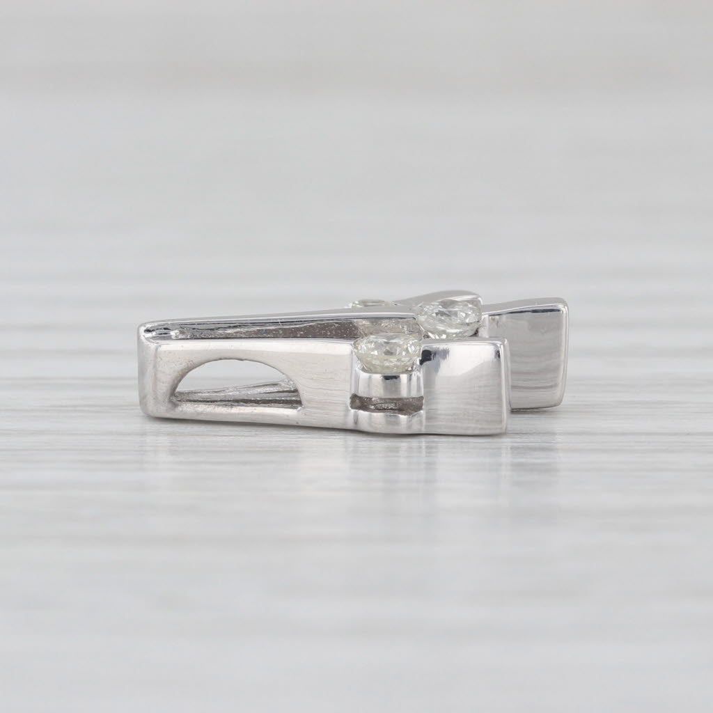 0.31ctw Diamond 3-Stone Bar Fan Pendant 14k White Gold