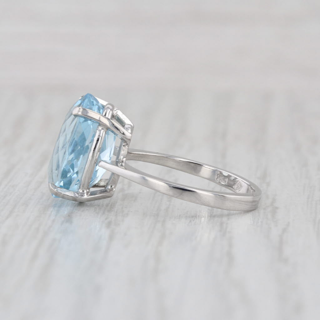 5.40ct Oval Aquamarine Solitaire Ring 18k White Gold Size 5