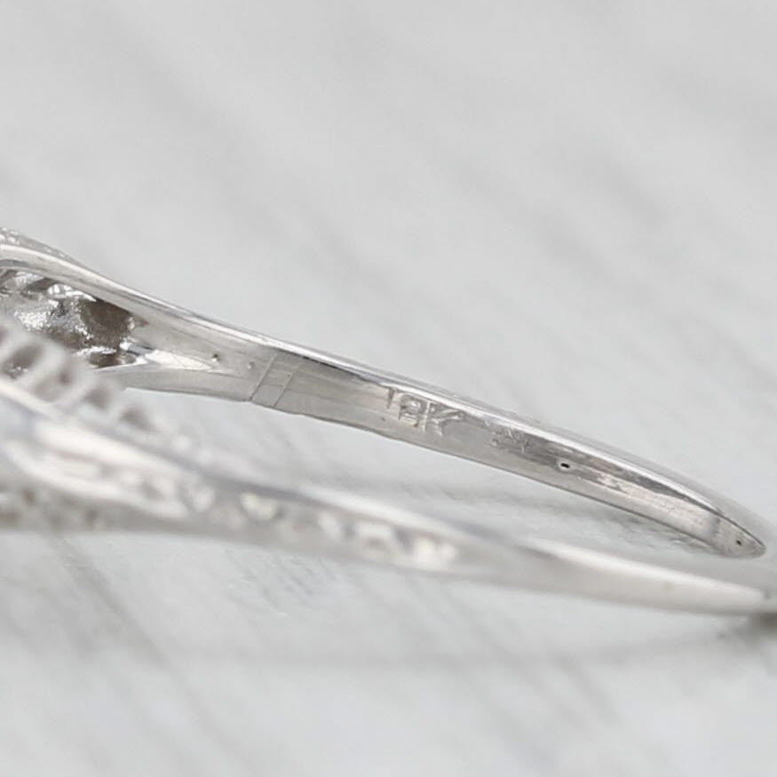 Light Gray Art Deco 0.30ct Diamond Engagement Ring Filigree 18k White Gold Size 6.25